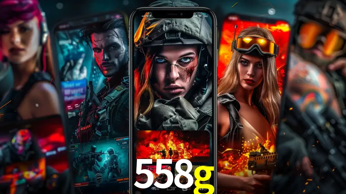 Montagem de telas de celular mostrando diversos personagens, masculinos e femininos, de um jogo de tiro, ilustrando a diversidade de equipes de e-sports para apostar no 558g.
