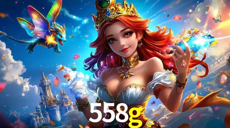 A princesa de um reino de fantasia mágico, com seu pequeno dragão, apresentando um mundo de prêmios encantados nos jogos de caça-níqueis do cassino 558g.
